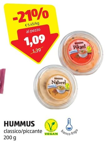 ALDI HUMMUS classico/piccante 200 g offerta