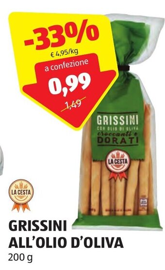 ALDI GRISSINI ALL'OLIO D'OLIVA 200 g offerta