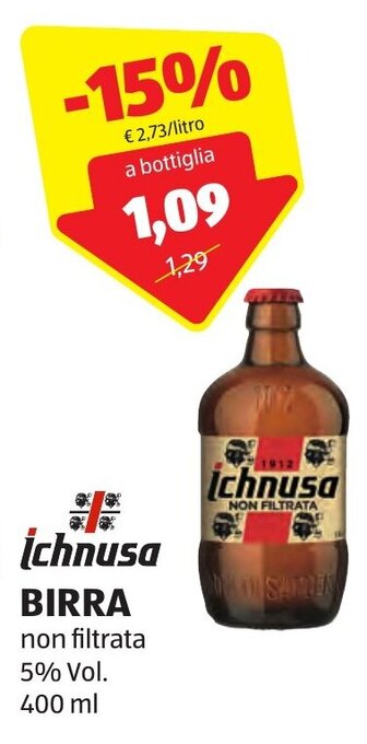 Ichnusa BIRRA non filtrata 5% Vol. 400 ml