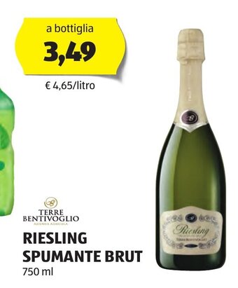 ALDI TERRE BENTIVOGLIO RIESLING SPUMANTE BRUT 750 ml offerta
