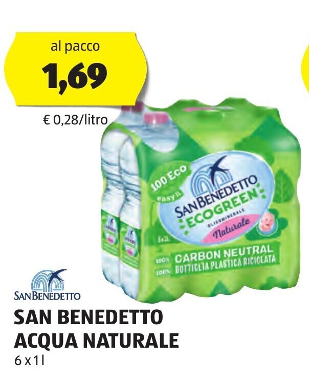 SAN BENEDETTO ACQUA NATURALE 6 x 1 l offerta di ALDI