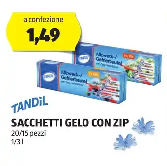 ALDI TANDL SACCHETTI GELO CON ZIP 20/15 pezzi 1/3l offerta