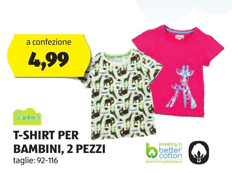 ALDI T-SHIRT PER BAMBINI, 2 PEZZI 92-116 offerta