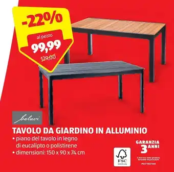 ALDI belavi. TAVOLO DA GIARDINO IN ALLUMINIO offerta