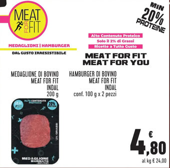 MEDAGLIONE DI BOVINO MEAT FOR FIT Indal 200 g