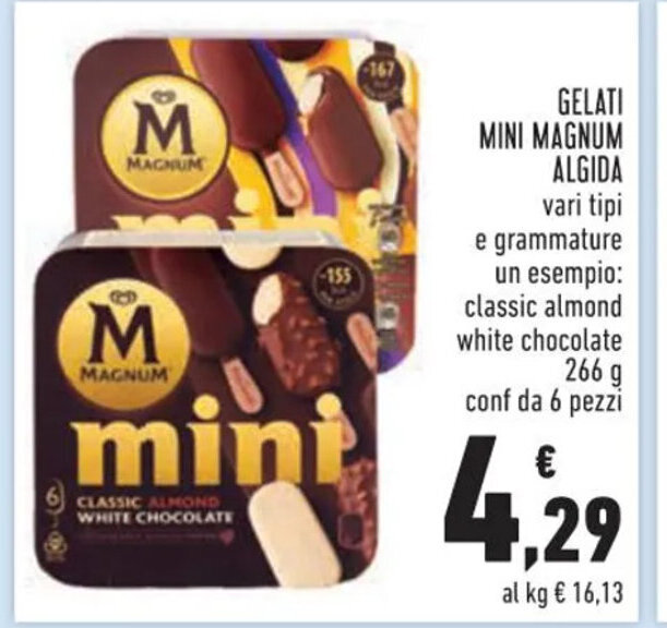 GELATI MINI MAGNUM ALGIDA vari tipi 266 g offerta di Conad Superstore