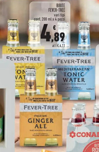 Conad Superstore BIBITE FEVER-TREE vari tipi conf. 200 ml x 4 pezzi offerta