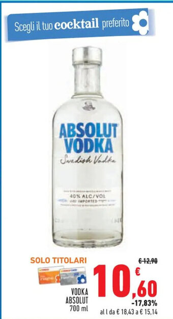 Conad Superstore VODKA ABSOLUT 700 ml offerta