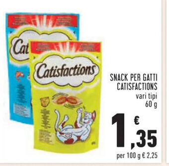 Conad Superstore SNACK PER GATTI CATISFACTIONS vari tipi 60 g offerta