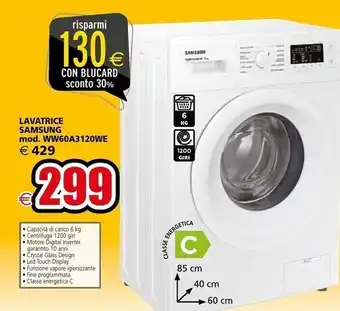 Samsung lavatrice mod . ww60a3120we
