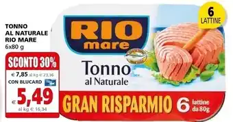 Il Gigante Rio mare tonno al naturale offerta