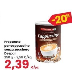 Interspar Despar preparato per cappuccino senza zucchero offerta