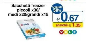 Vale sacchetti freezer piccoli x30 / medi x20 / grandi x15