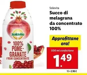 Lidl Solevita succo di melagrana da concentrato 100% offerta