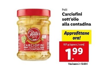 Lidl Polli carciofini sott'olio alla contadina offerta