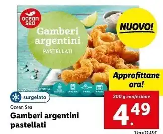Lidl Ocean sea gamberi argentini pastellati offerta