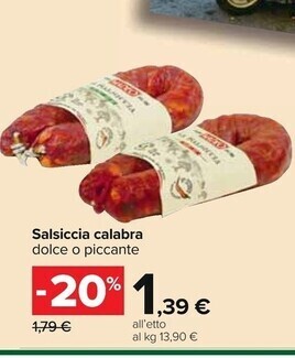 Salsiccia calabra dolce o piccante