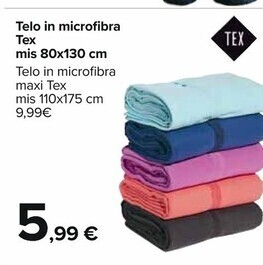 Carrefour Iper Tex telo in microfibra mis 80x130 cm offerta