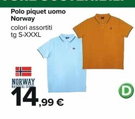 Carrefour Iper Norway polo piquet uomo offerta