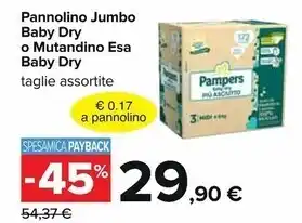 Carrefour Iper Pampers pannolini jumbo baby dry o mutandino esa offerta