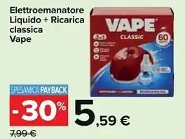Carrefour Iper Vape elettroemanatore liquido + ricarica classica offerta