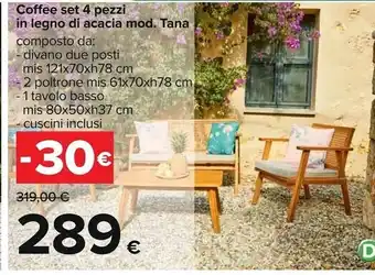 Carrefour Iper Coffee set 4 pezzi in legno di acacia offerta