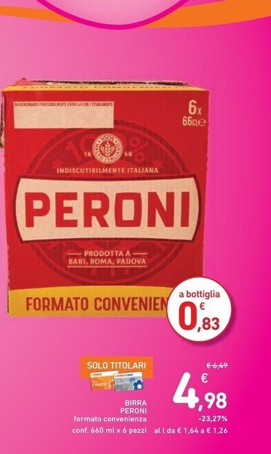 Spazio Conad Peroni birra offerta