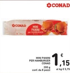 Spazio Conad Conad mini panini per hamburger offerta