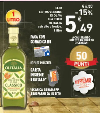 Spazio Conad OLIO EXTRA VERGINE DI OLIVA CLASSICO OLITALIA 1 Litro offerta