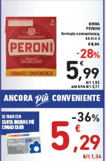 Spazio Conad BIRRA PERONI 66 cl x 6 offerta