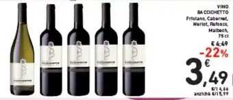 Spazio Conad VINO BA CCICHETTO 75 cl offerta