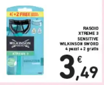Spazio Conad RASOIO XTREME 3 SENSITIVE WILKINSON SWORD offerta