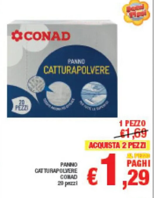 Spazio Conad PANNO CATTURAPOLVERE CONAD 20 pezzzl offerta
