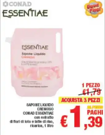Spazio Conad SAPONE LIQUIDO Comoso ESSENTIAE 1 Litro offerta