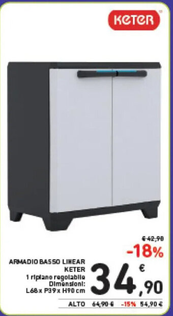 Spazio Conad ARMADIO BASSO LINEAR KETER offerta