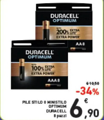 Spazio Conad PILE STILO O MINISTILO OPTIMUM DURACELL 8 pezzi offerta