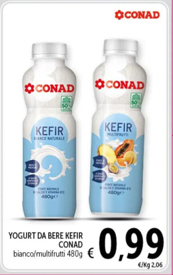 YOGURT DA BERE KEFIR Conad 480 g offerta di Spazio Conad