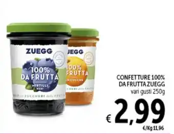 Spazio Conad CONFETTURE 100% DA FRUTTA ZUEGG vari gusti 250g offerta