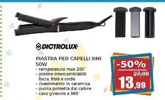 Dictrolux piastra per capelli 3in1 50w