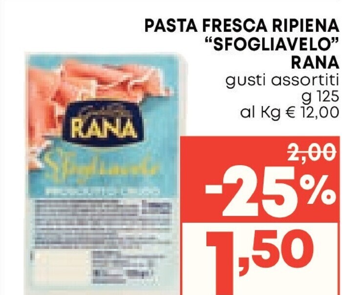 Giovanni rana pasta fresca ripiena sfogliavelo offerta di Pam