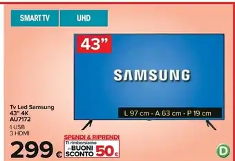 Samsung tv led 43'' 4k au7172