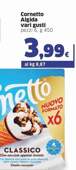Sigma Algida cornetto offerta