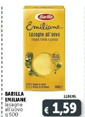 Deco Supermercati Barilla Emiliane Lasagne All'uovo 500 G(ml) offerta