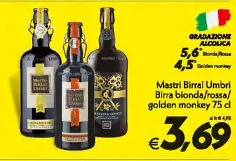 Mastri Birrai Umbri Birra bionda/rossa/golden monkey 75cl