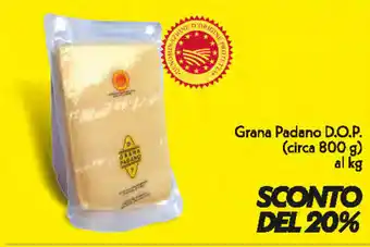 Iper Super Conveniente 20% Sconto Grana Padano D.O.P (circa 800g) offerta