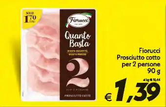 Iper Super Conveniente Fiorucci Prosciutto cotto per 2 persone 90g offerta