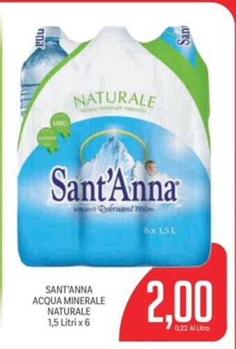 Supermercati Piccolo SANT'ANNA ACQUA MINERALE NATURALE 1,5 Litri x 6 offerta