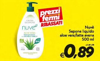 Iper Super Conveniente Nuvè Sapone liquido aloe vera/latte avena 500ml offerta