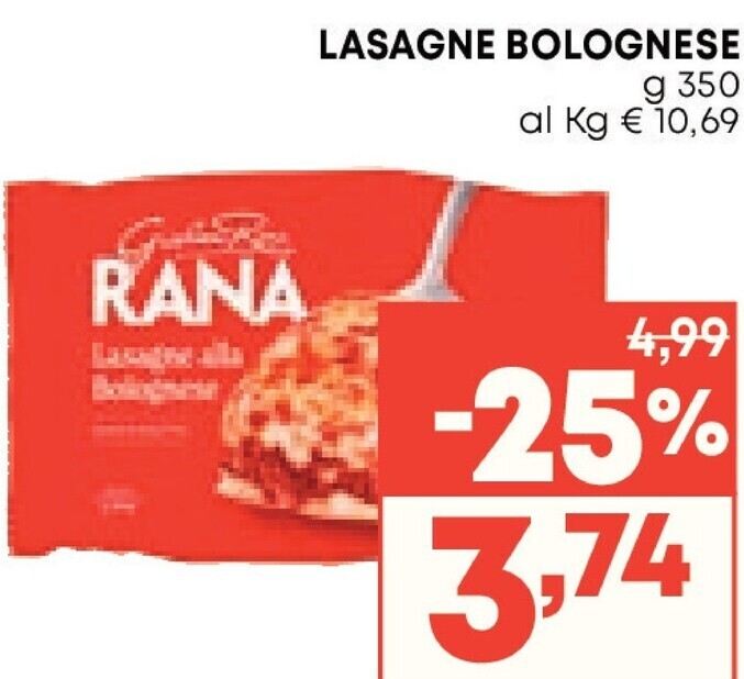 Pam Giovanni rana lasagne bolognese offerta