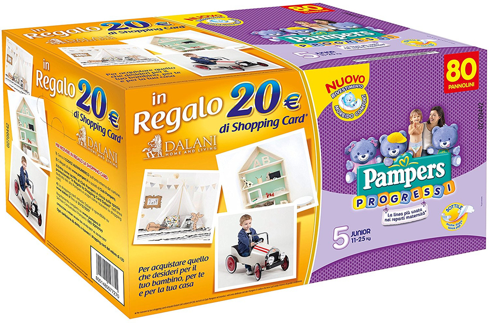 Conad Pampers pannolini junior, taglia 5 (11 - 25 kg), 80 pz offerta